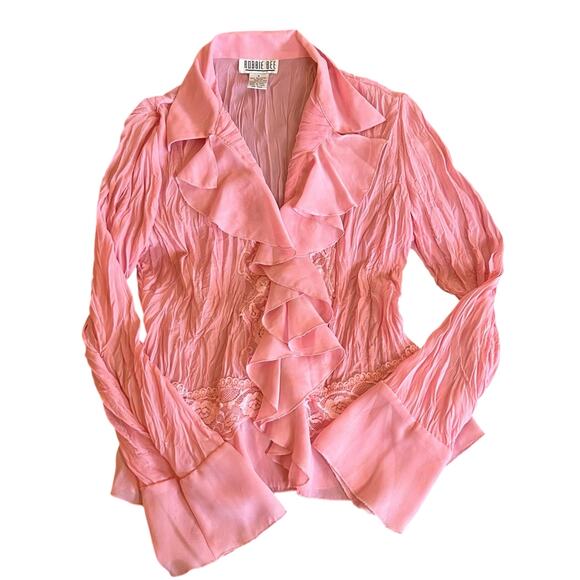 Vintage 90s Ruffle Blouse Size Small Coquette Princess Fairy Feminine Dainty - Picture 1 of 5